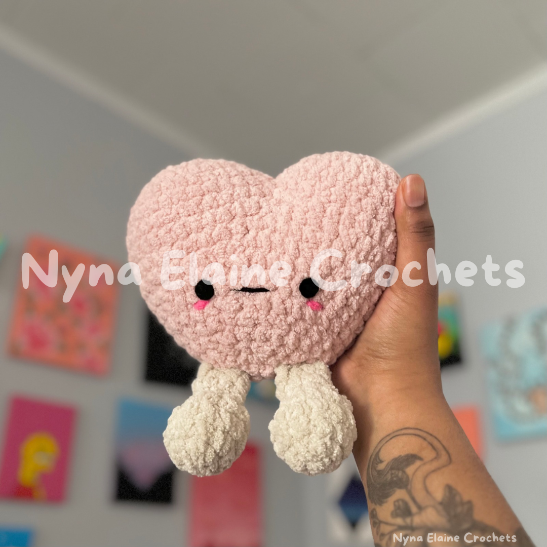 Pink Heart Crochet Plushie