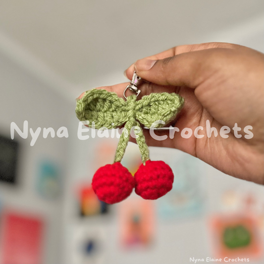 Red Cherry Crochet Amigurumi Key Chain