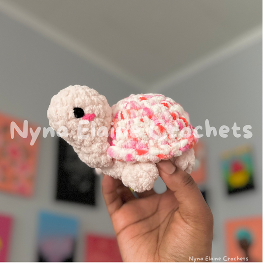 Multi Pink Crochet Tofu Turtle Plushie