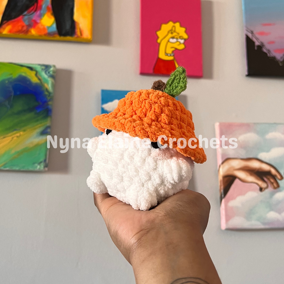 Orange Crochet Amigurumi Mushroom Plushie