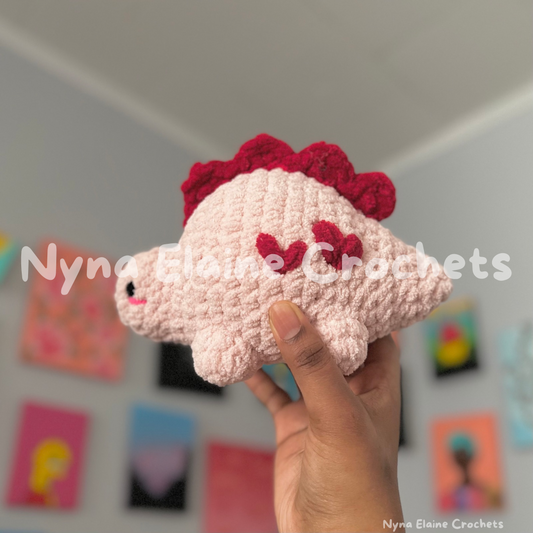 Pink/ Red Heart Steggie Dino Plushie