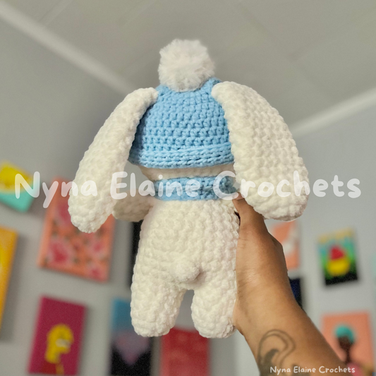 Blue Winter Crochet Bunny Plushie Handmade