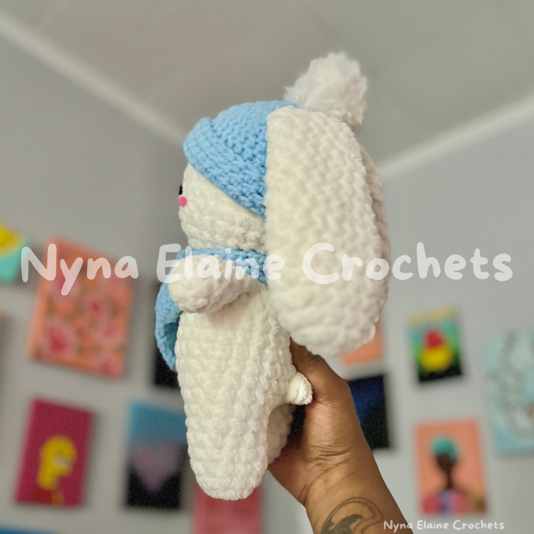 Blue Winter Crochet Bunny Plushie Handmade