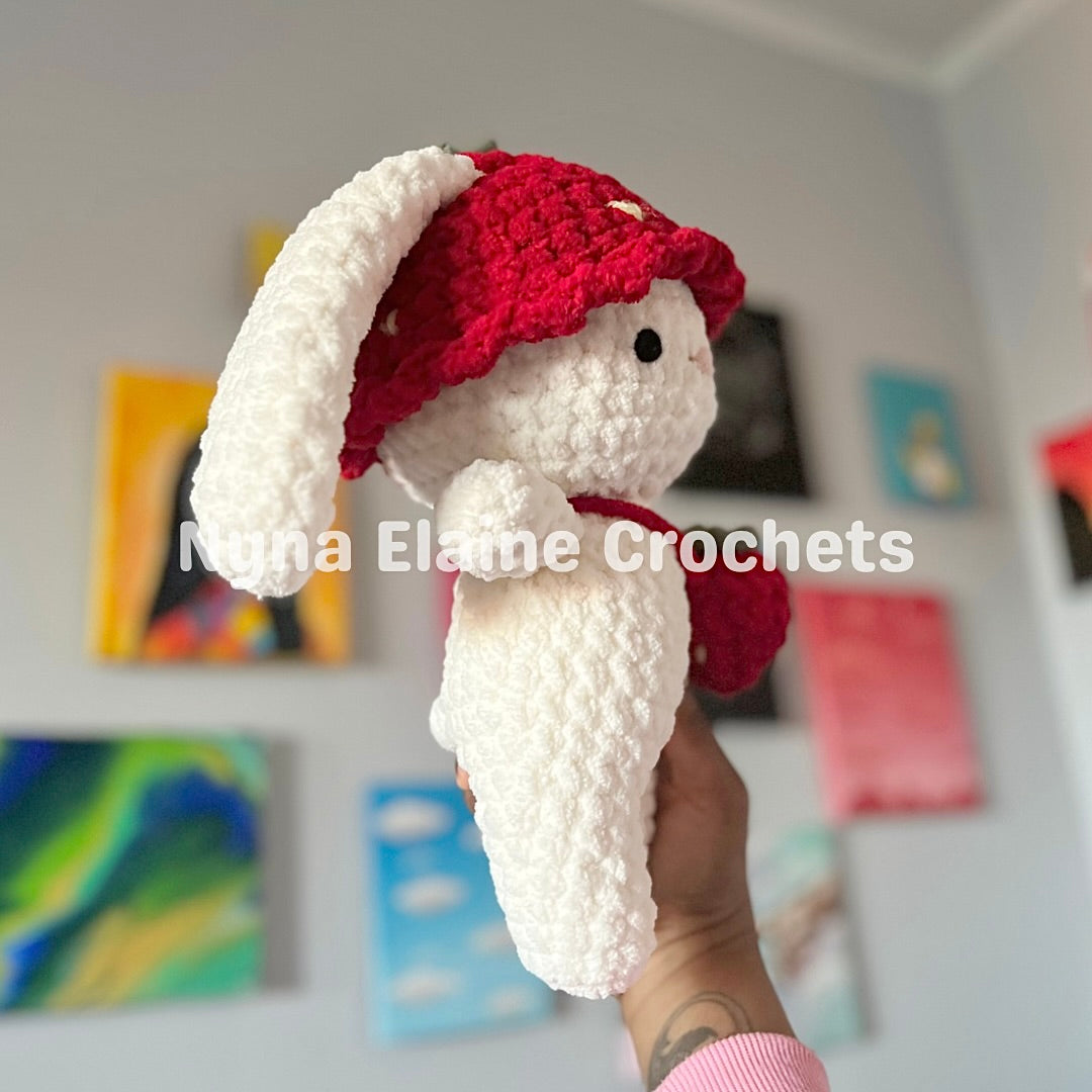 Red Strawberry Crochet Bunny Plushie Handmade