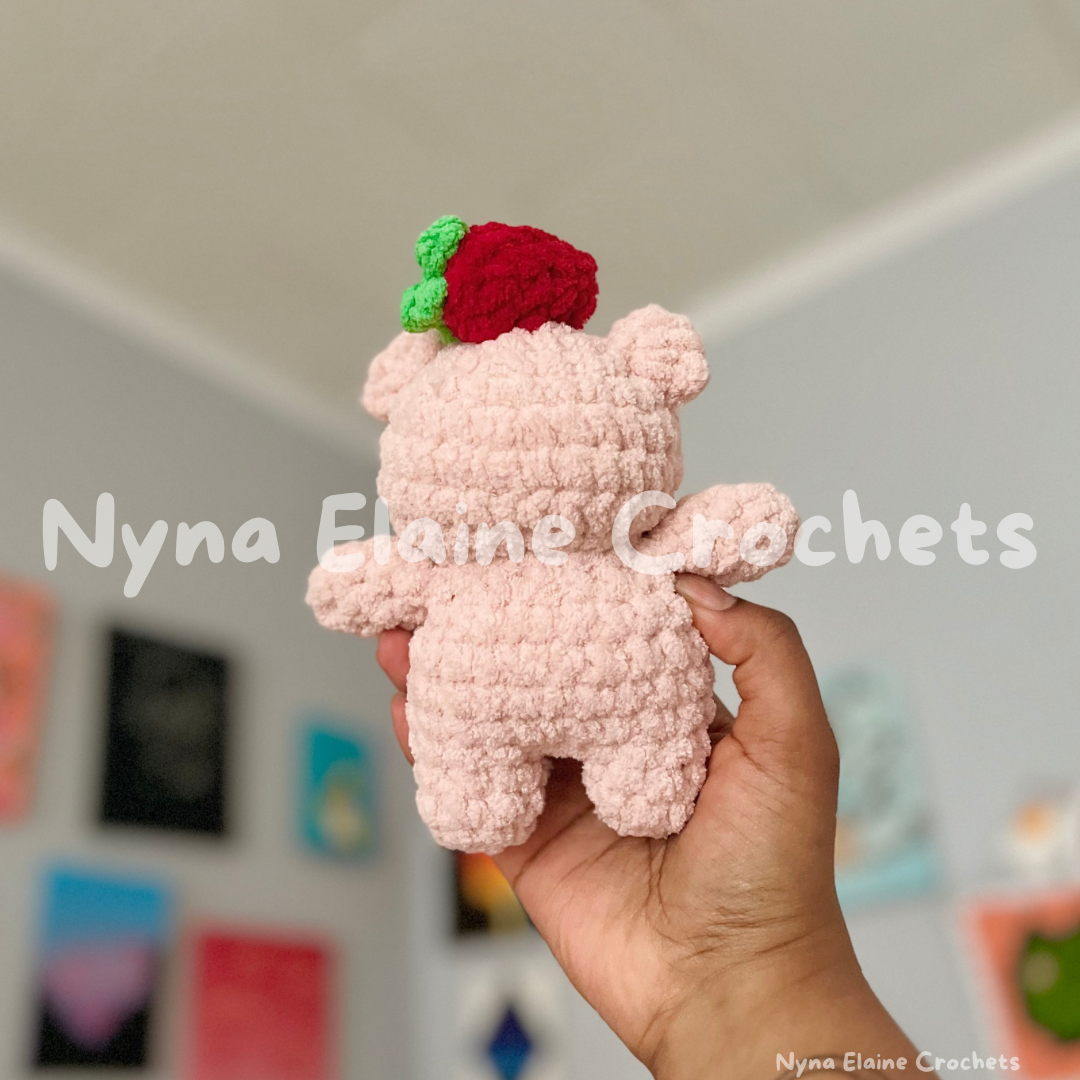 Mini Pink Straw-Beary Crochet Plushie