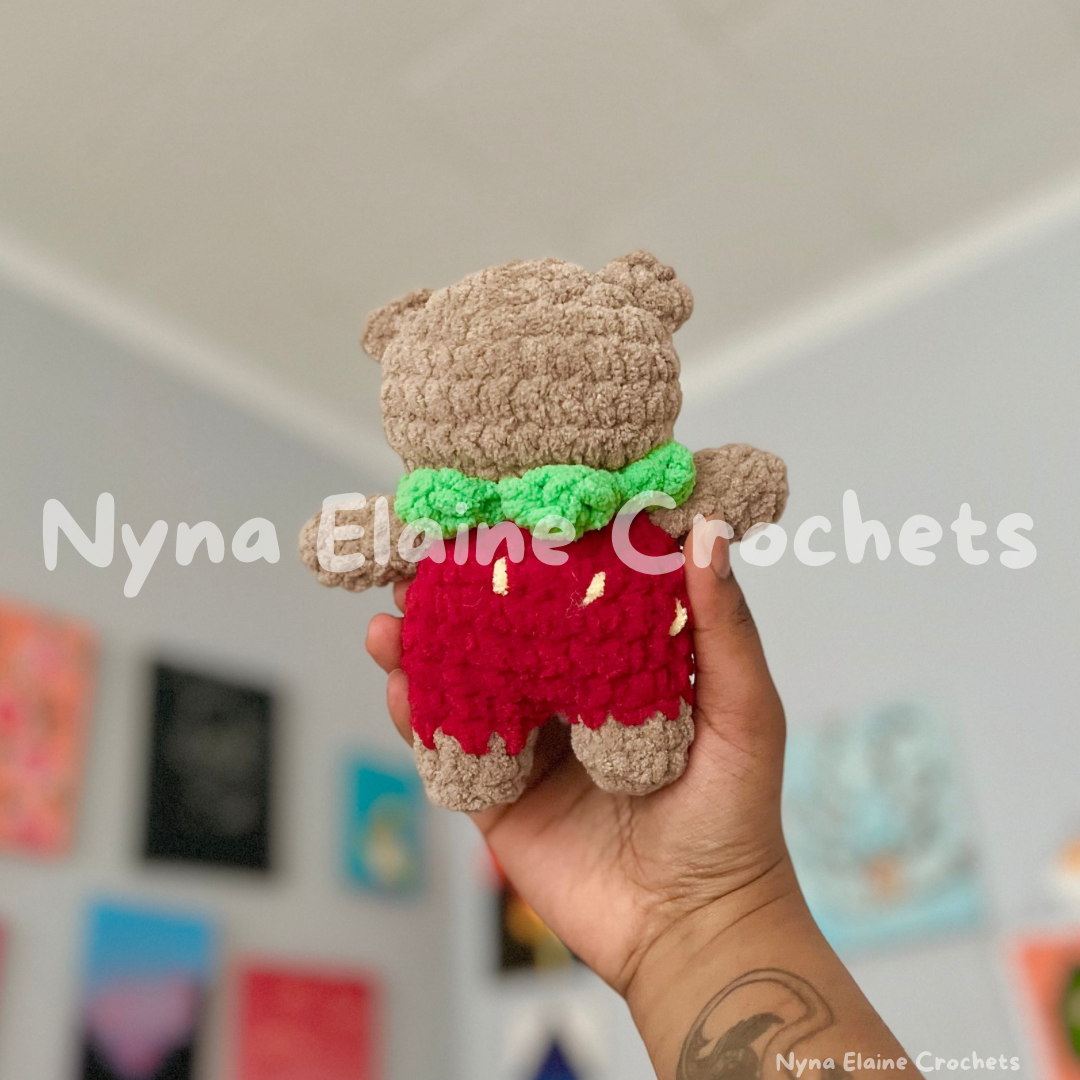 Mini Red Straw-Beary Crochet Plushie