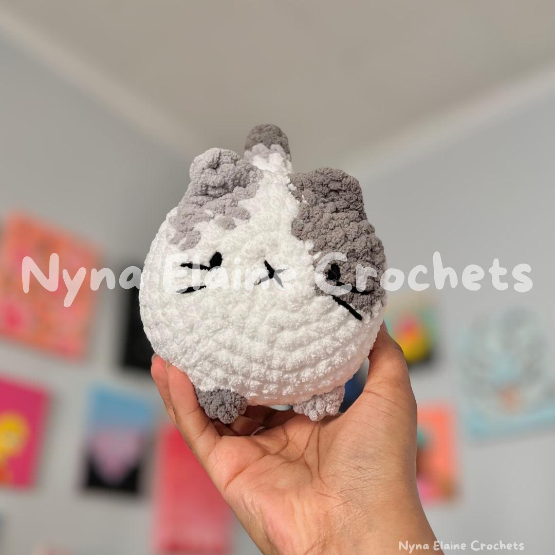 Loaf Cat Plushie Grey and White