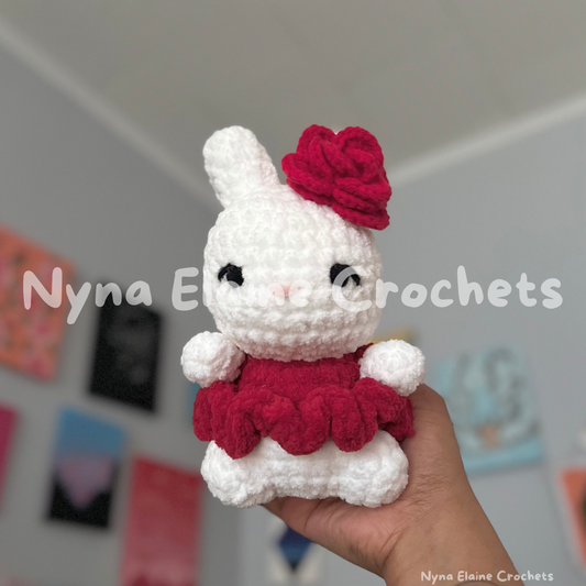 Mini Rose Flower Bunny Crochet Plushie