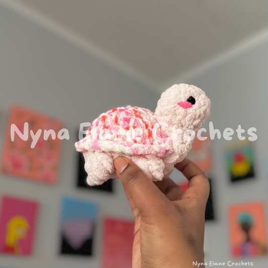 Multi Pink Crochet Tofu Turtle Plushie