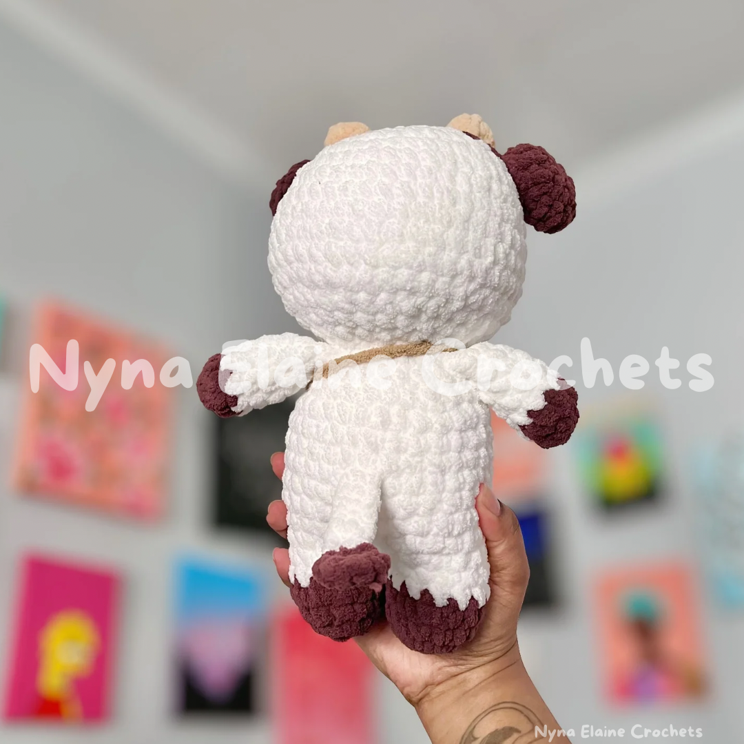 Crochet Chocolate Cow with Cookie Bag Plushie