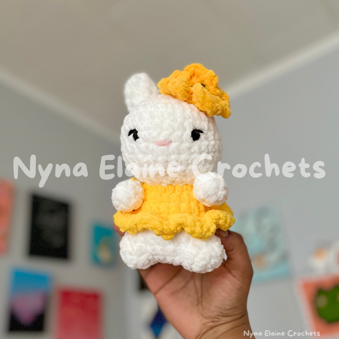 Mini Yellow Flower Bunny Crochet Plushie