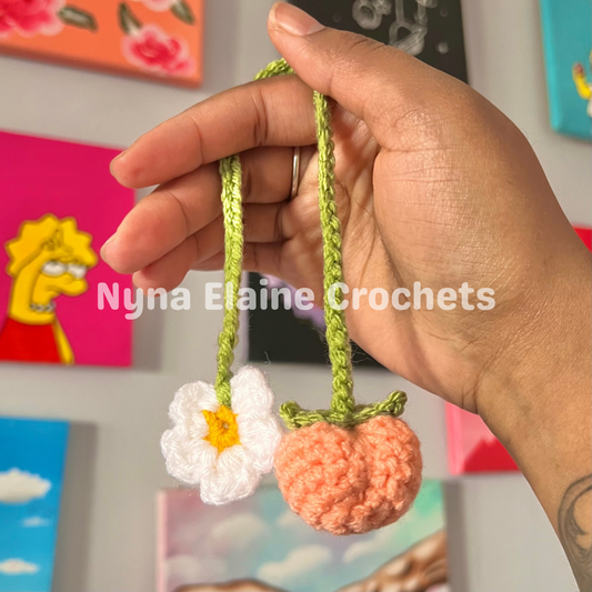 Pink Peach and Flower Crochet Bookmark Handmade (1 pcs)