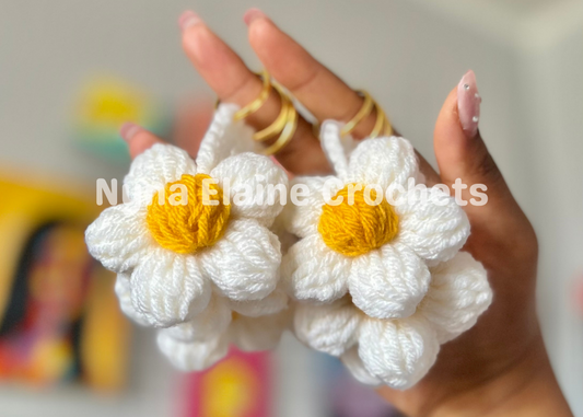 Puff flower Daisy Crochet Key Chain Bag Charm (1 pcs)