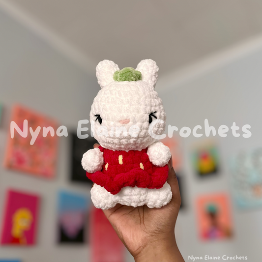 Mini Red Strawberry Bunny Crochet Plushie