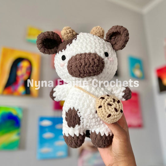 Crochet Chocolate Cow with Cookie Bag Plushie