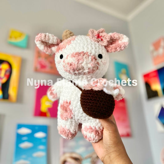 Cherry blossom Cow Crochet Plushie