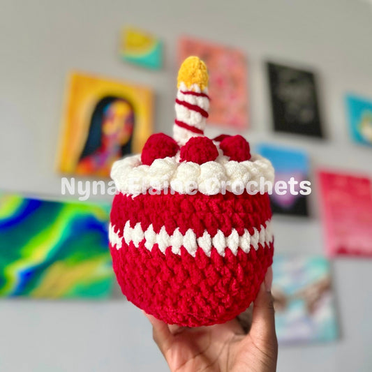 Cherry Red Cake Crochet Plushie