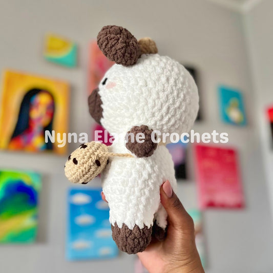 Crochet Chocolate Cow with Cookie Bag Plushie