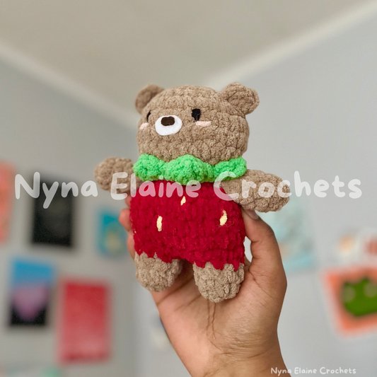 Mini Red Straw-Beary Crochet Plushie