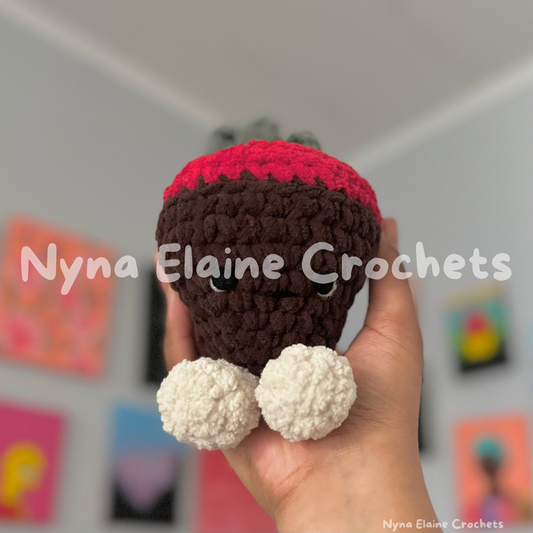 Red Chocolate covered Strawberry Crochet Plushie
