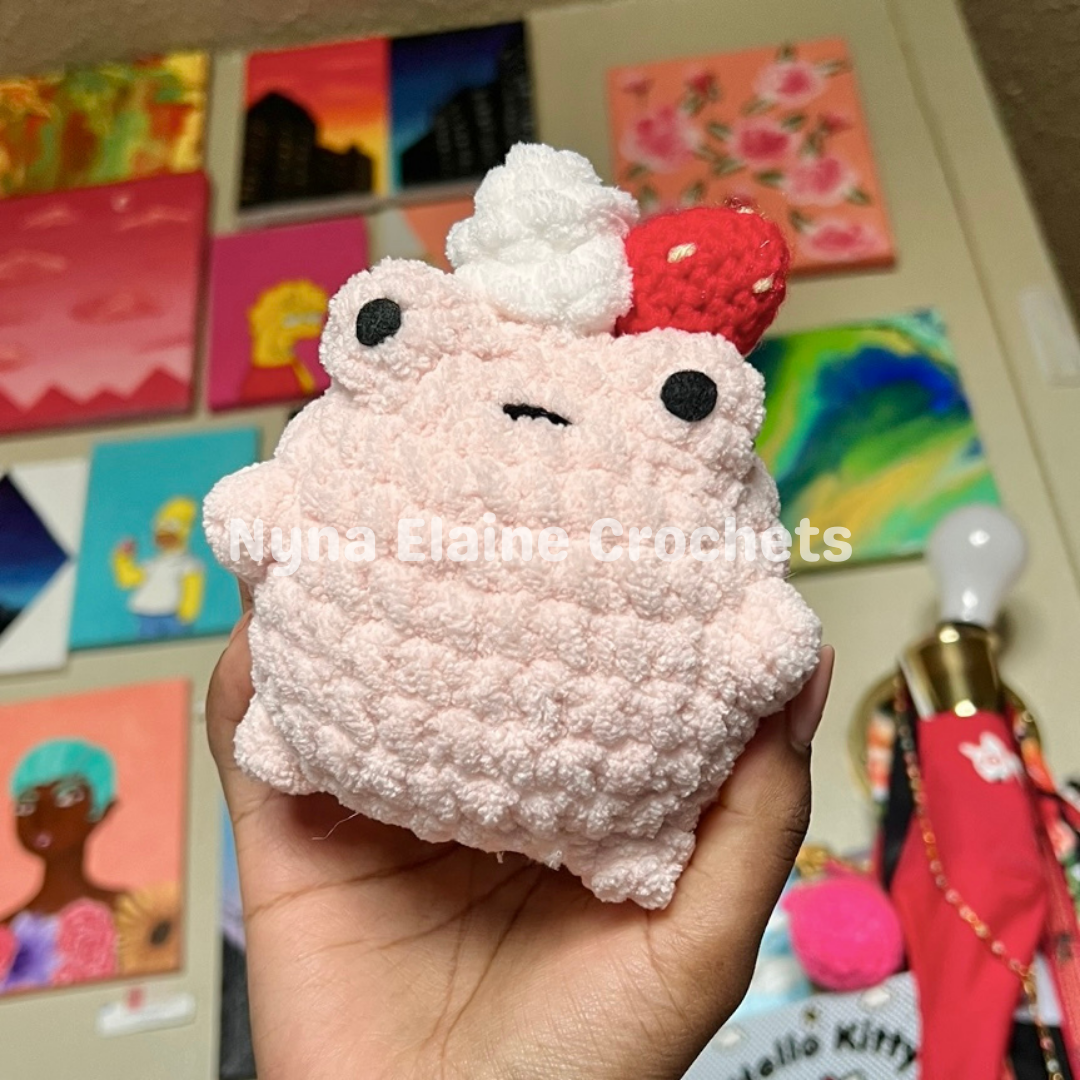 Pink Small Froggy w Strawberry Plushie