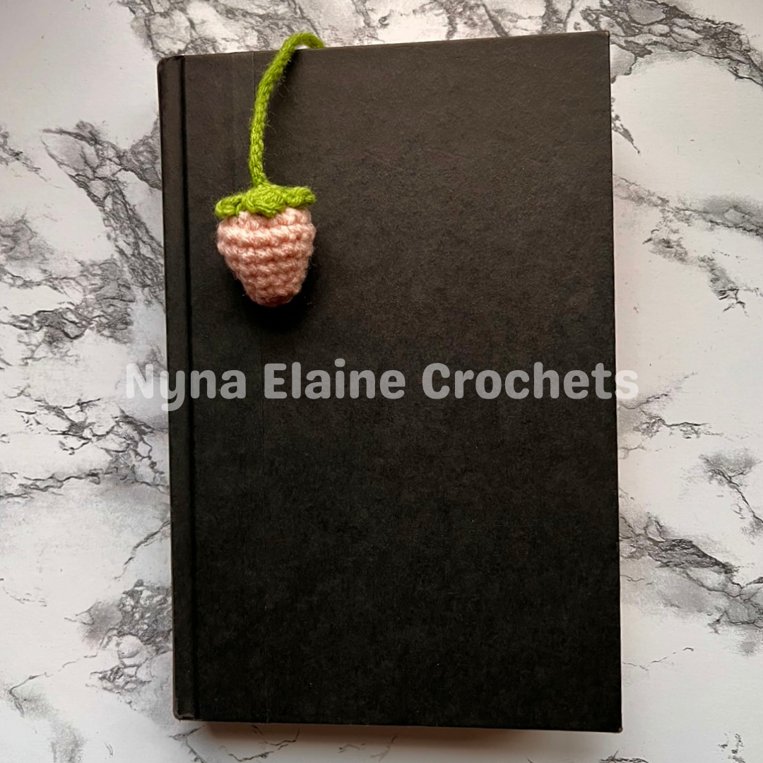 Pink Strawberry and Flower Crochet Bookmark Handmade (1 pcs)