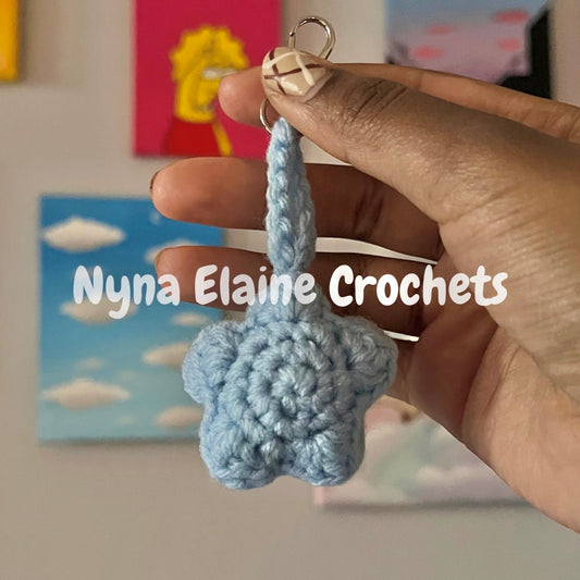 Light Blue Star Crochet Amigurumi Key Chain