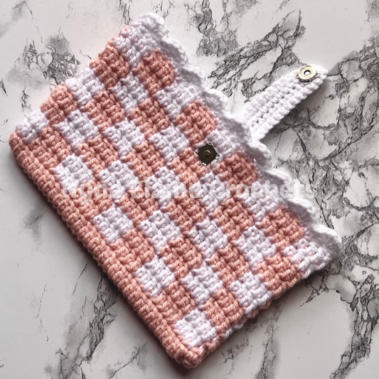 Light Pink Crochet Book Sleeve Handmade