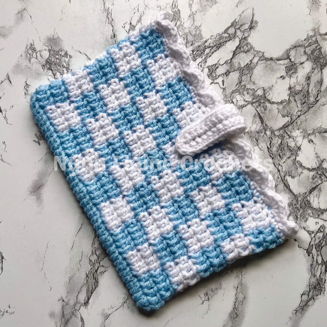 Light Blue Crochet Book Sleeve Handmade