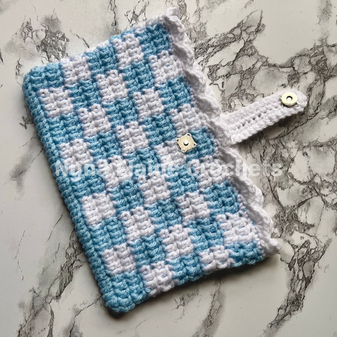 Light Blue Crochet Book Sleeve Handmade