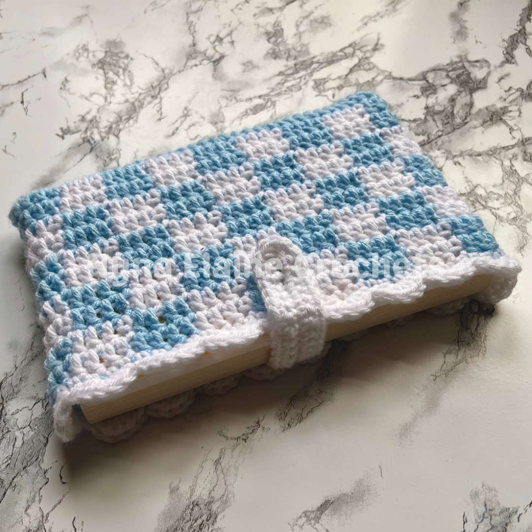 Light Blue Crochet Book Sleeve Handmade