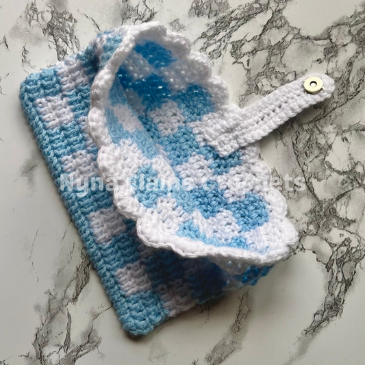 Light Blue Crochet Book Sleeve Handmade