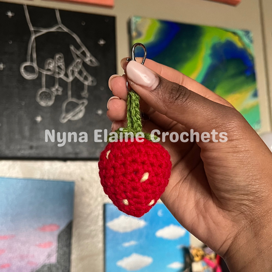 Red Strawberry Crochet Amigurumi Key Chain