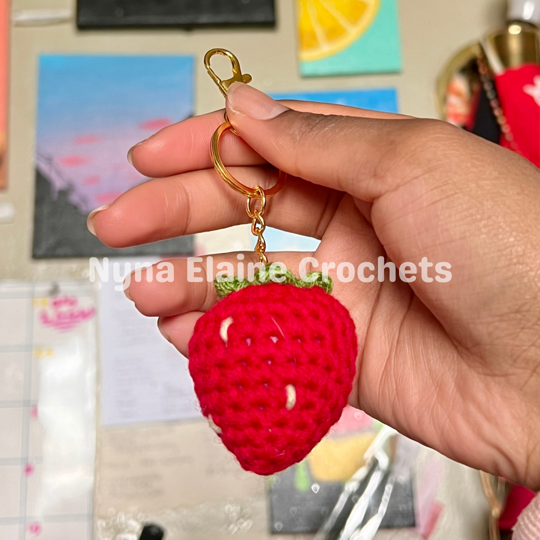 Classic Strawberry Crochet Amigurumi Key Chain