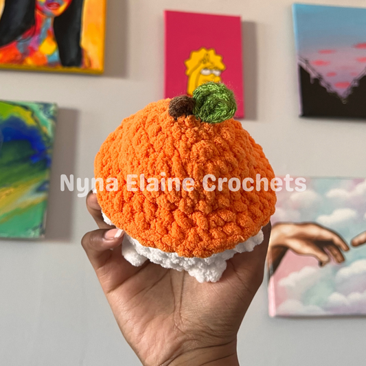 Orange Crochet Amigurumi Mushroom Plushie