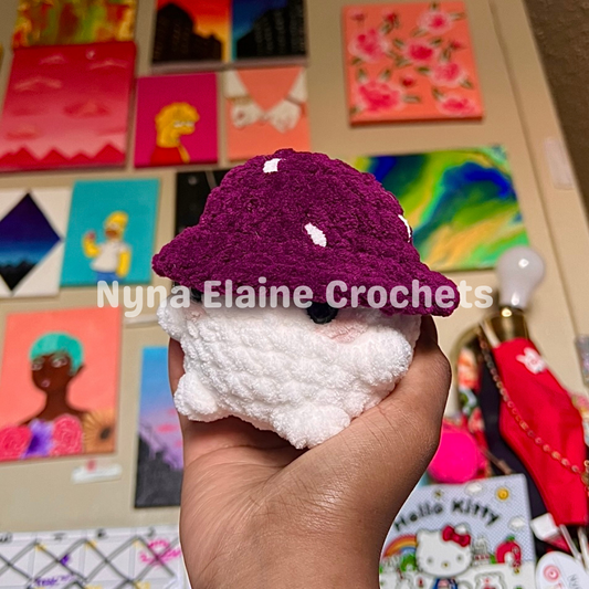 Dark Purple Crochet Amigurumi Mushroom Plushie