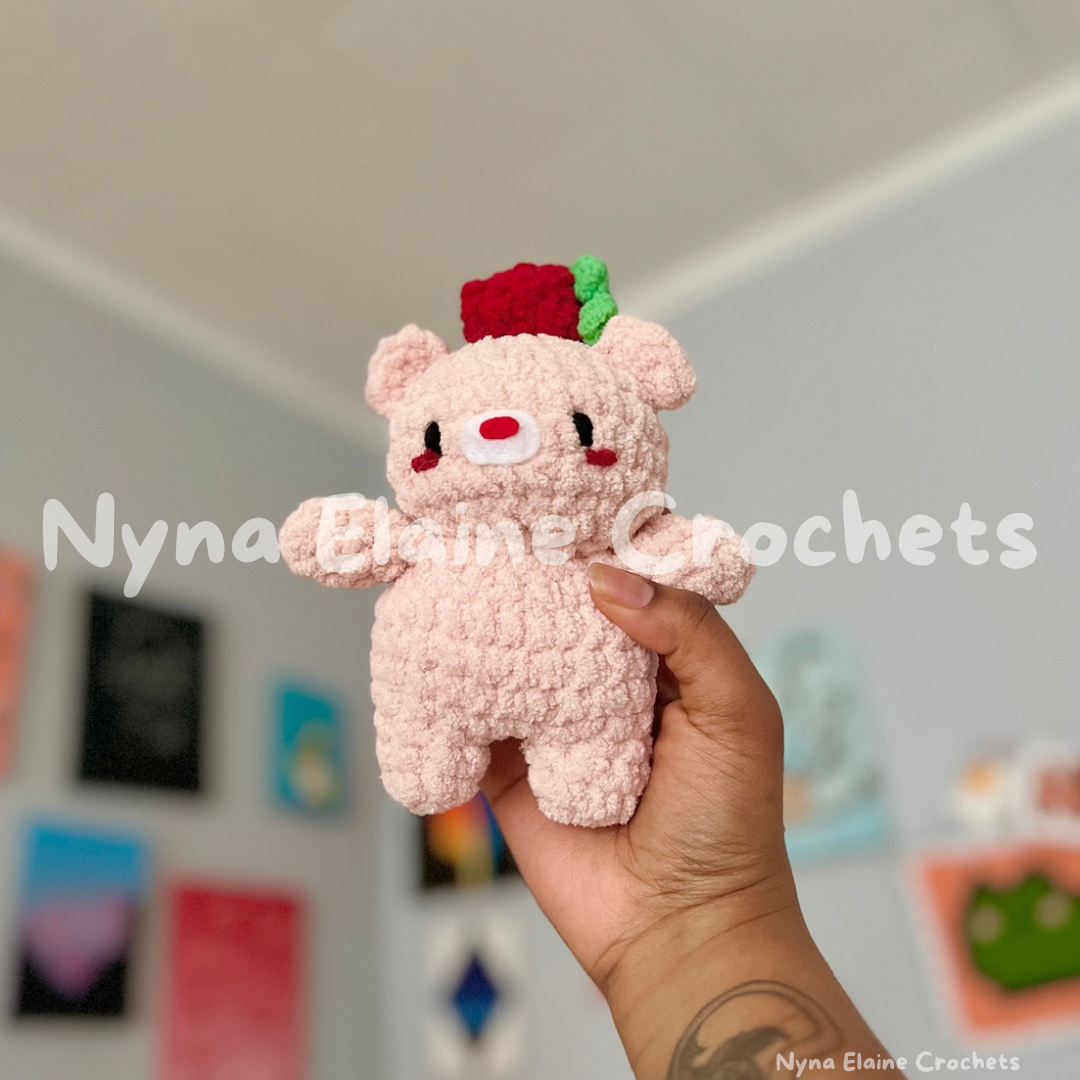 Mini Pink Straw-Beary Crochet Plushie
