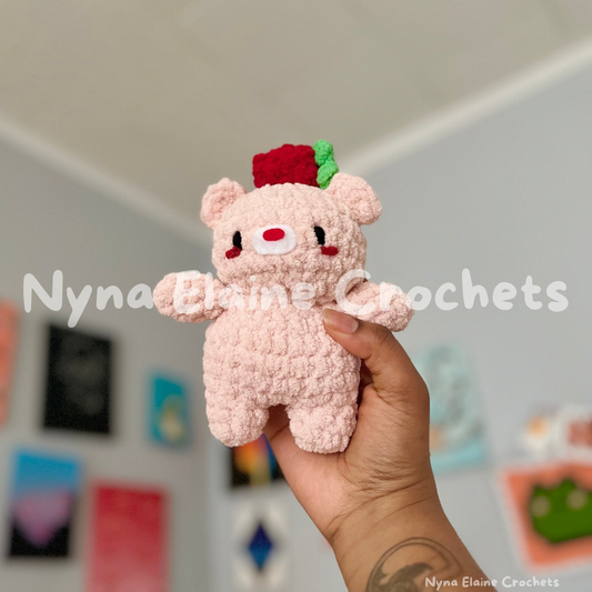 Mini Pink Straw-Beary Crochet Plushie