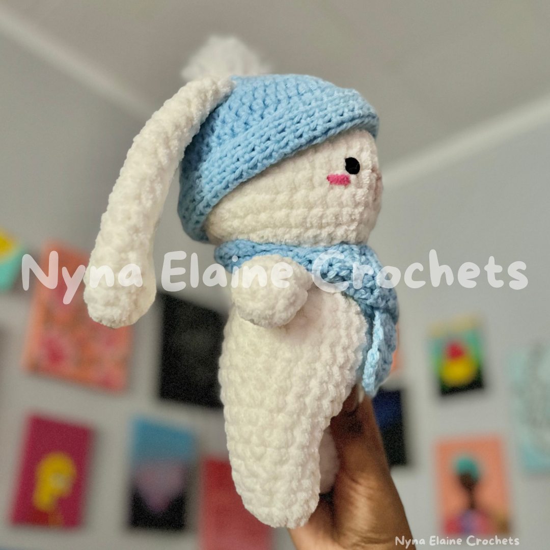 Blue Winter Crochet Bunny Plushie Handmade