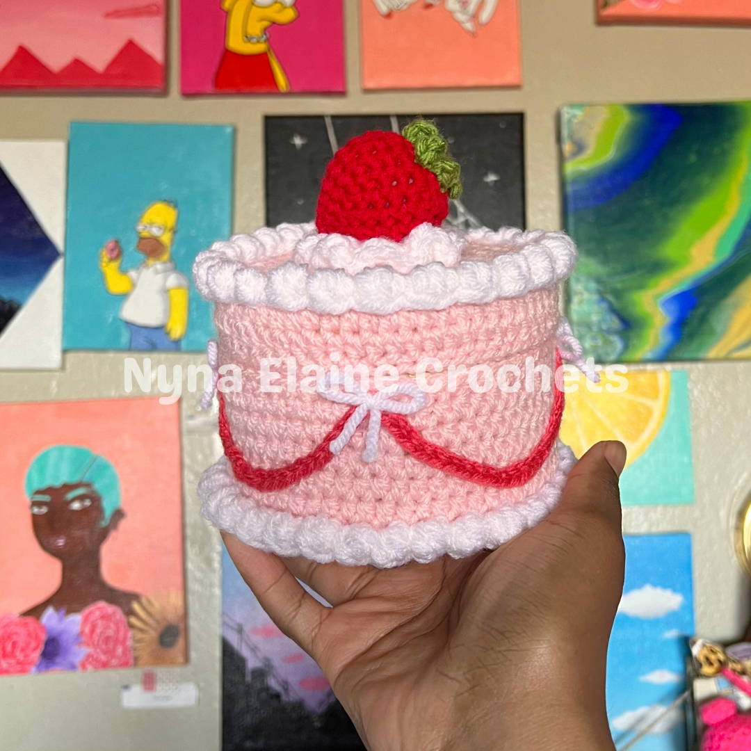 Pink Large Crochet Cake Box