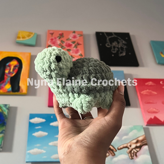 Green Crochet Tofu Turtle Plushie