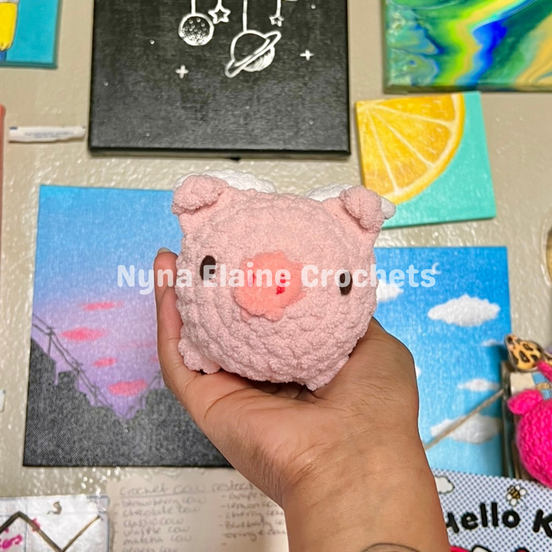 Pink Piggy plushie with wings