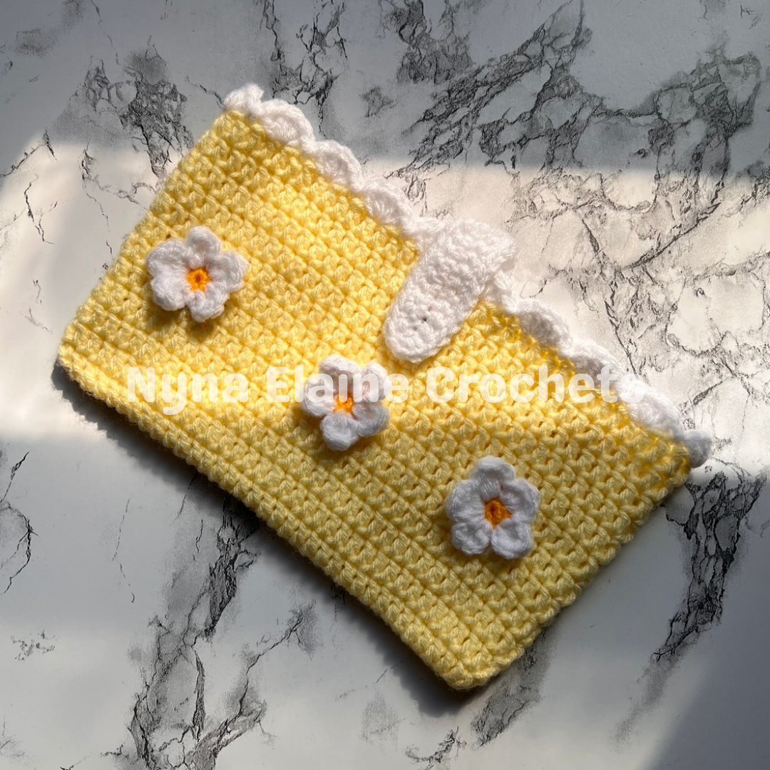 Light Yellow Daisy Crochet Book Sleeve Handmade