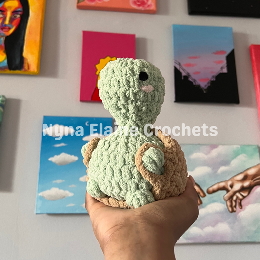 Green Crochet Butt Turtle Plushie