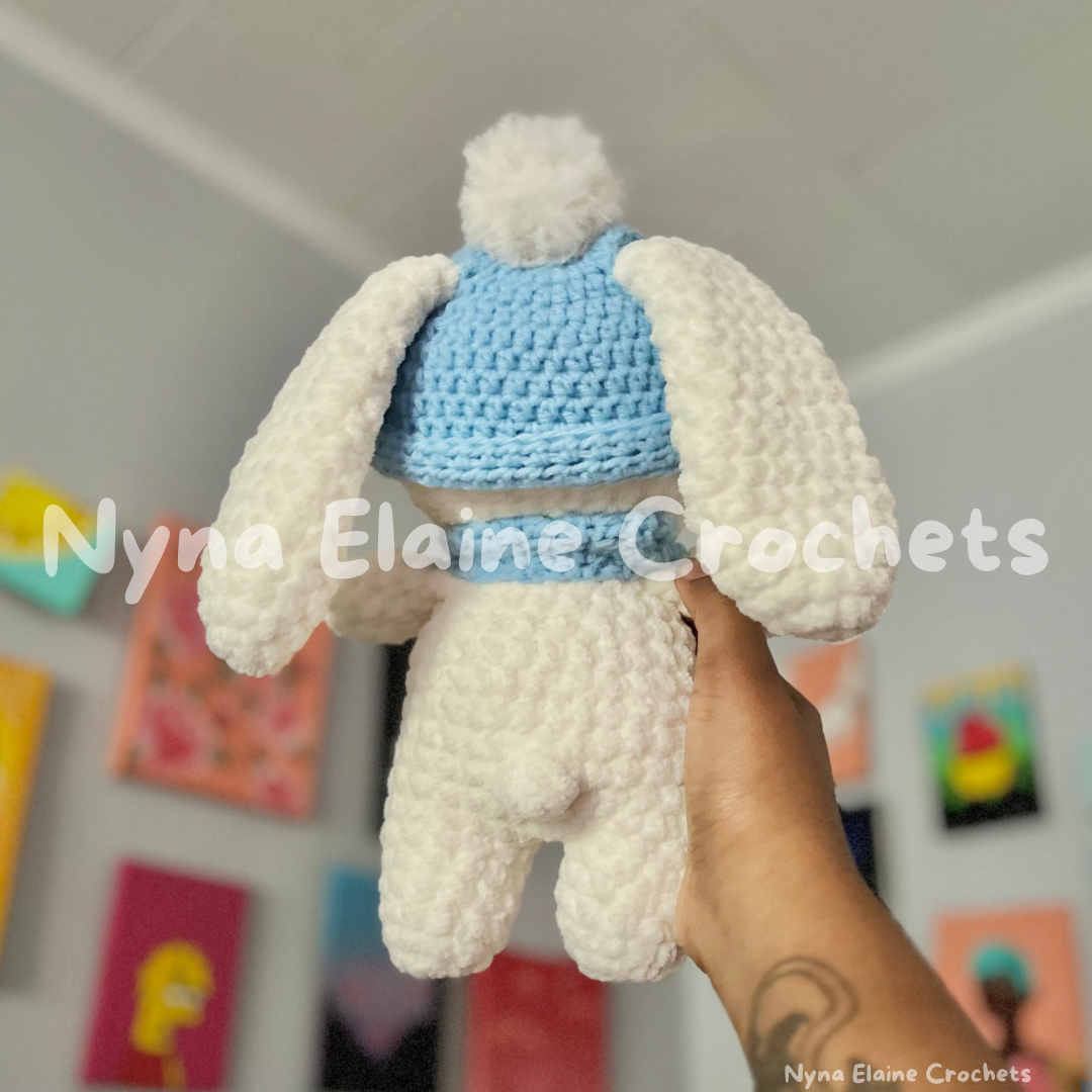 Blue Winter Crochet Bunny Plushie Handmade