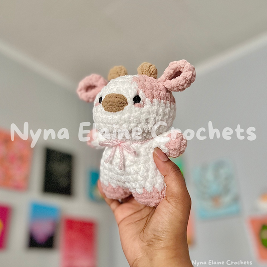 Mini Strawberry Cow Crochet Plushie