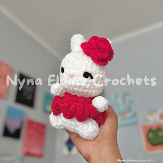 Mini Rose Flower Bunny Crochet Plushie