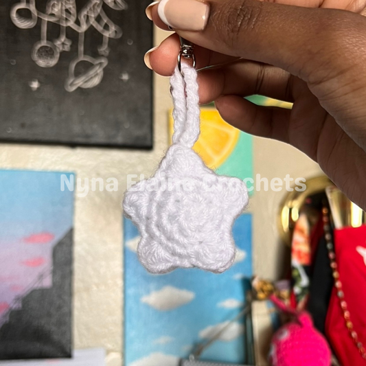 White Star Crochet Amigurumi Key Chain