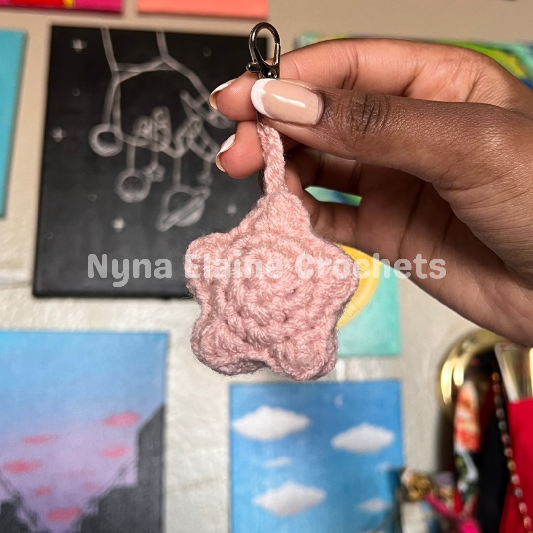 Light Pink Star Crochet Amigurumi Key Chain