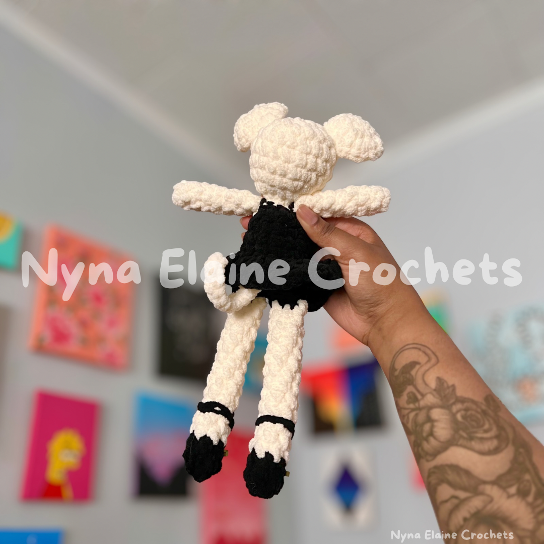 Ballerina Cream/Black Mouse Plushie Handmade